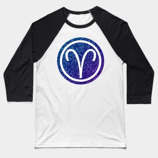 Blue Purple Glitter Zodiac - Aries Baseball T-Shirt